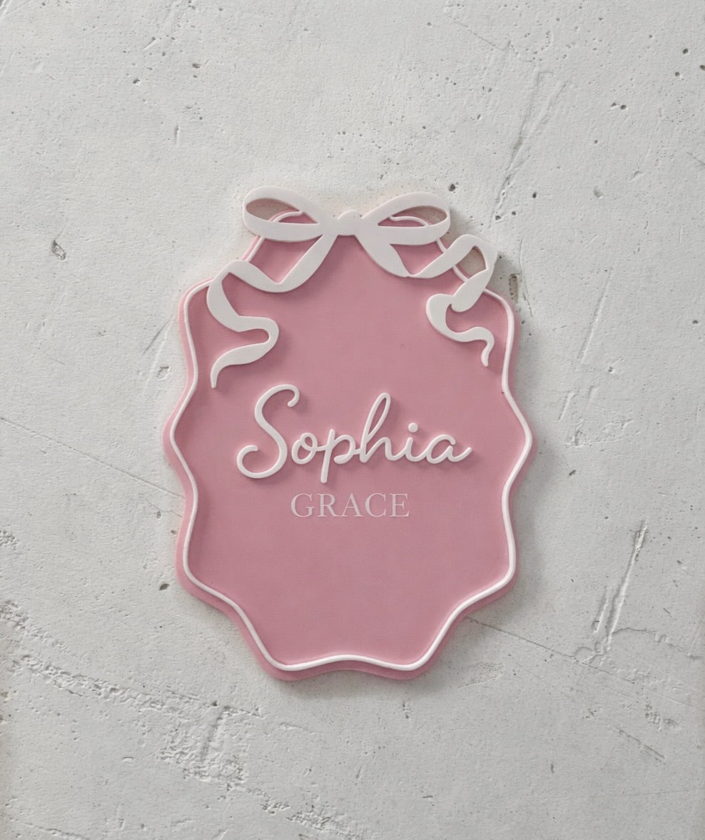 Scalloped Bow Birth Announcement