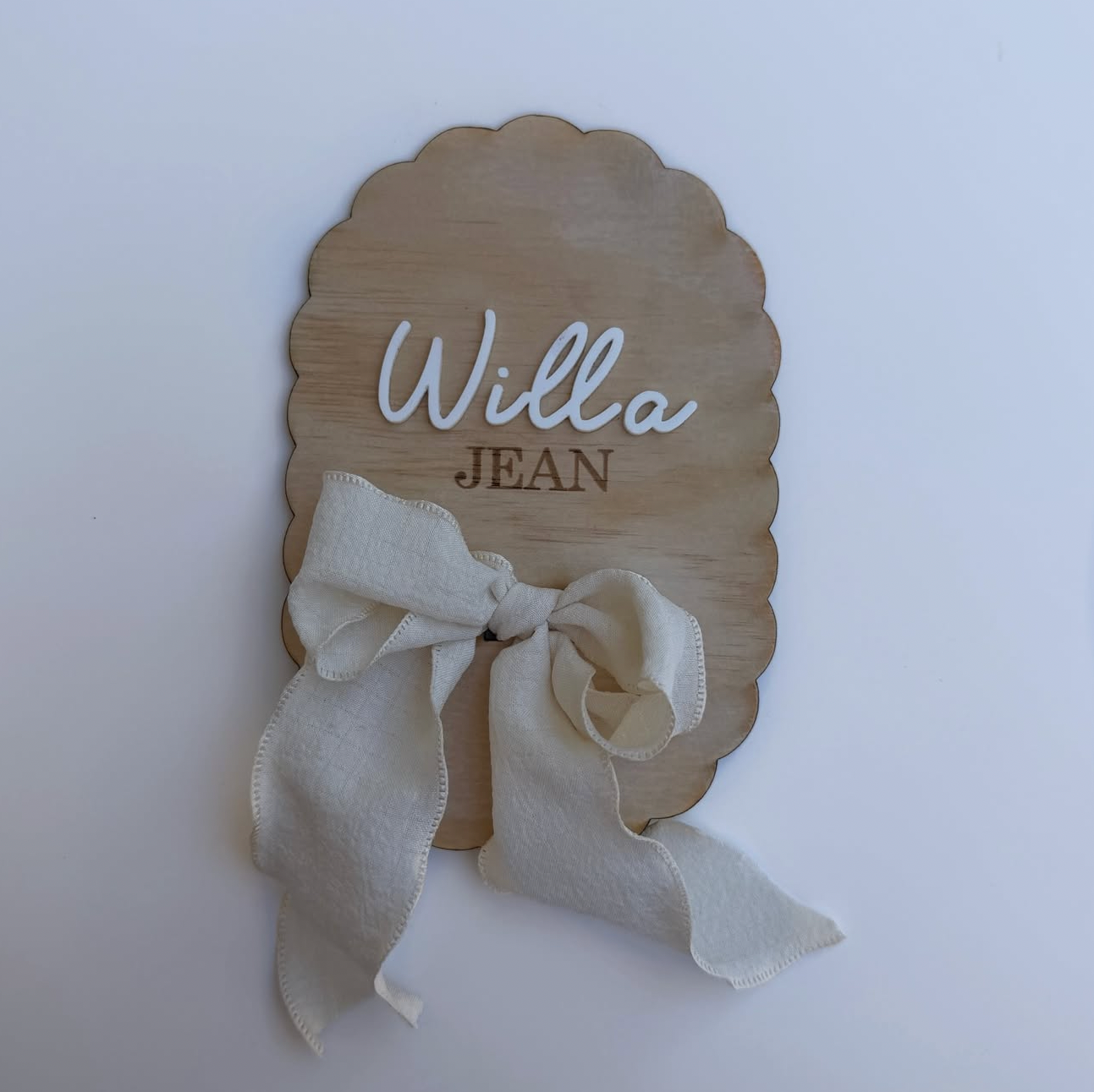 Fabric Bow Name Announcement Card