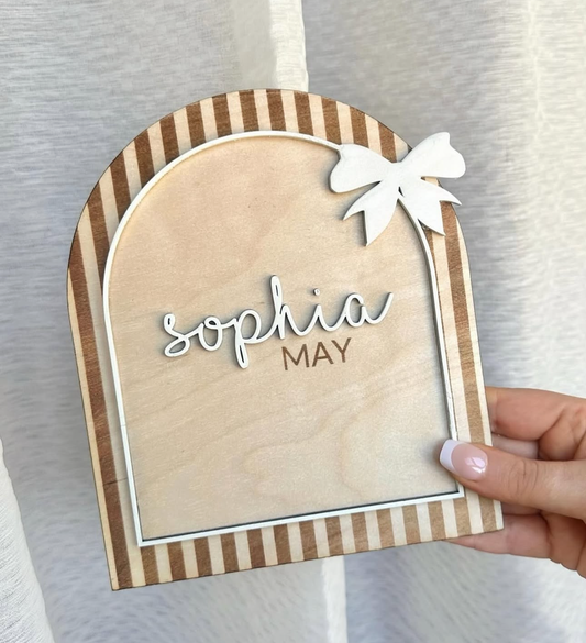 Boho Bow Birth Announcement